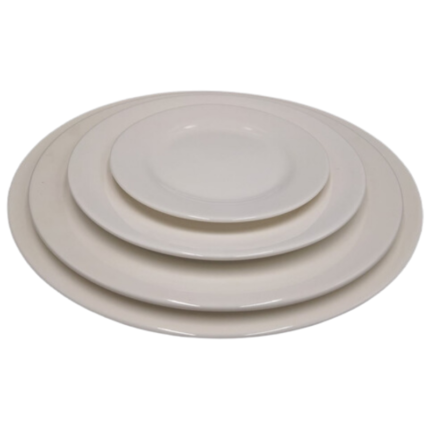 PD004-28-ASSIETTE PLAT ROND EN PORCELAINE BLANC D 28 CM